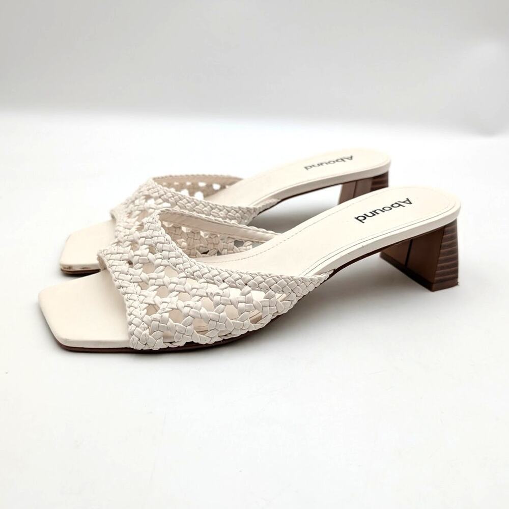 Abound Marigold Block Heel Slide Sandals Women's Ivory Cream Size US8M EU38